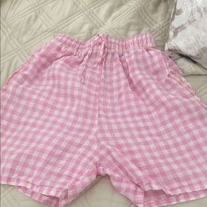 High Waist Pink Gingham Check Shorts
